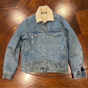 H&M Blue Denim Jacket with Cream Collar